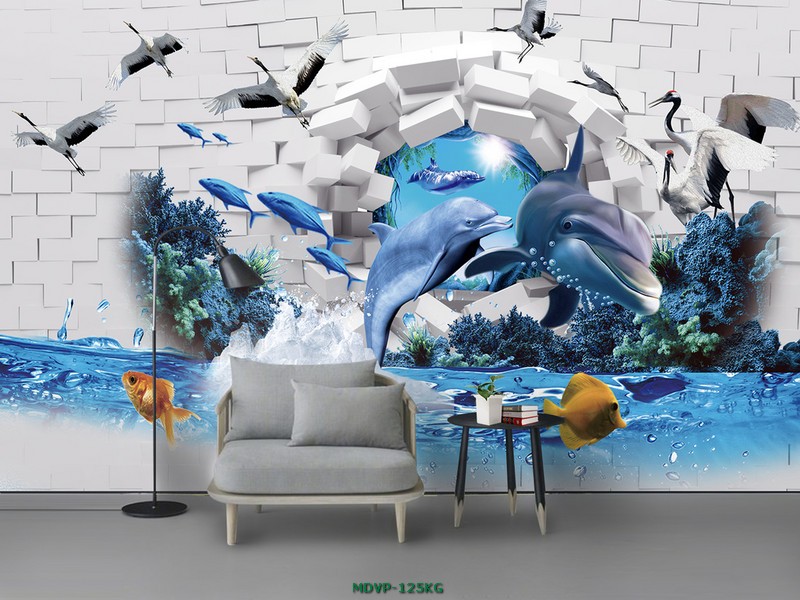 Động vật đại dương và bức tường 3D